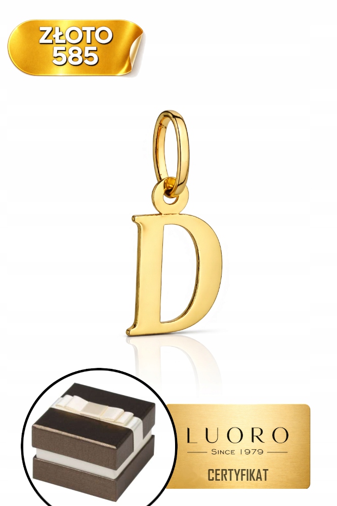 Přívěsek Zlatý 585 14K Písmeno D 1,7 CM Žluté Zlato Elegantní