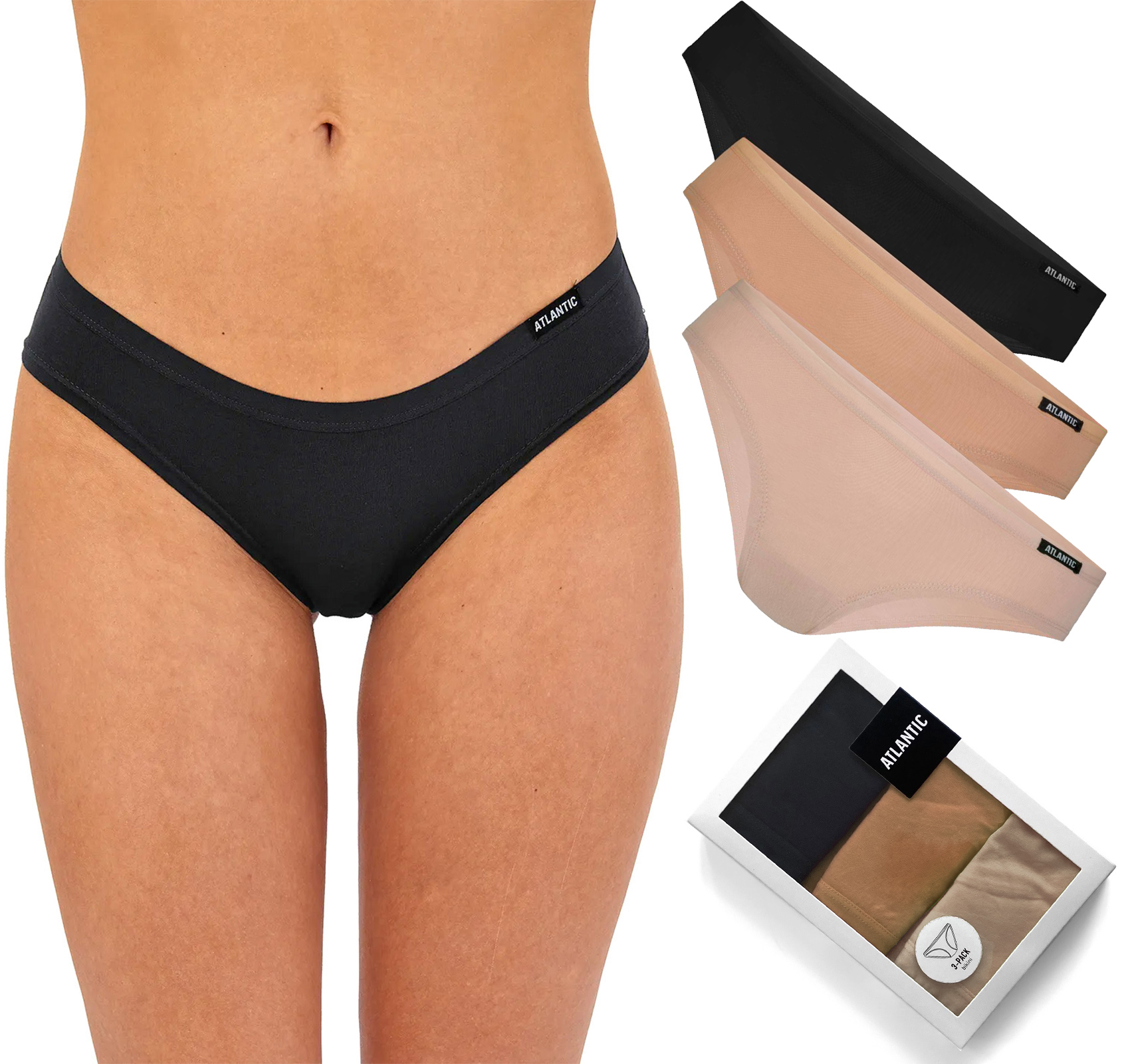 

Figi damskie 3 Pary bikini Atlantic 3LP-194 S