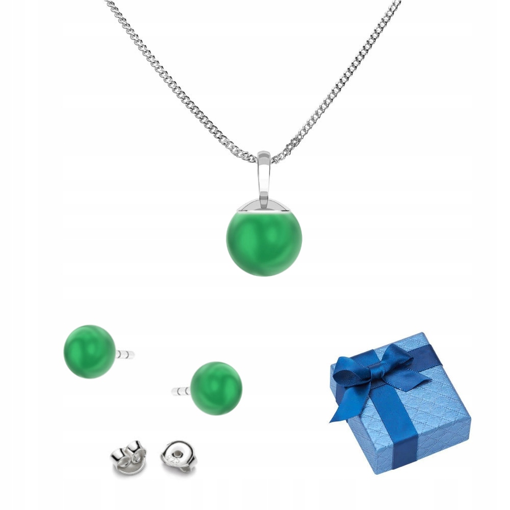 Stříbrný komplet 925 náušnice přívěsek s perlami Swarovski 8/10 Eden Green