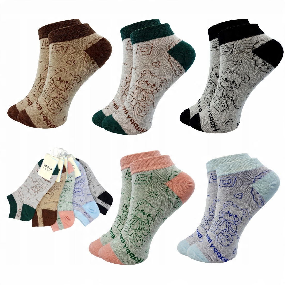 

5PAR Stopki Damskie Kolorowe Bawełna Premium Socks