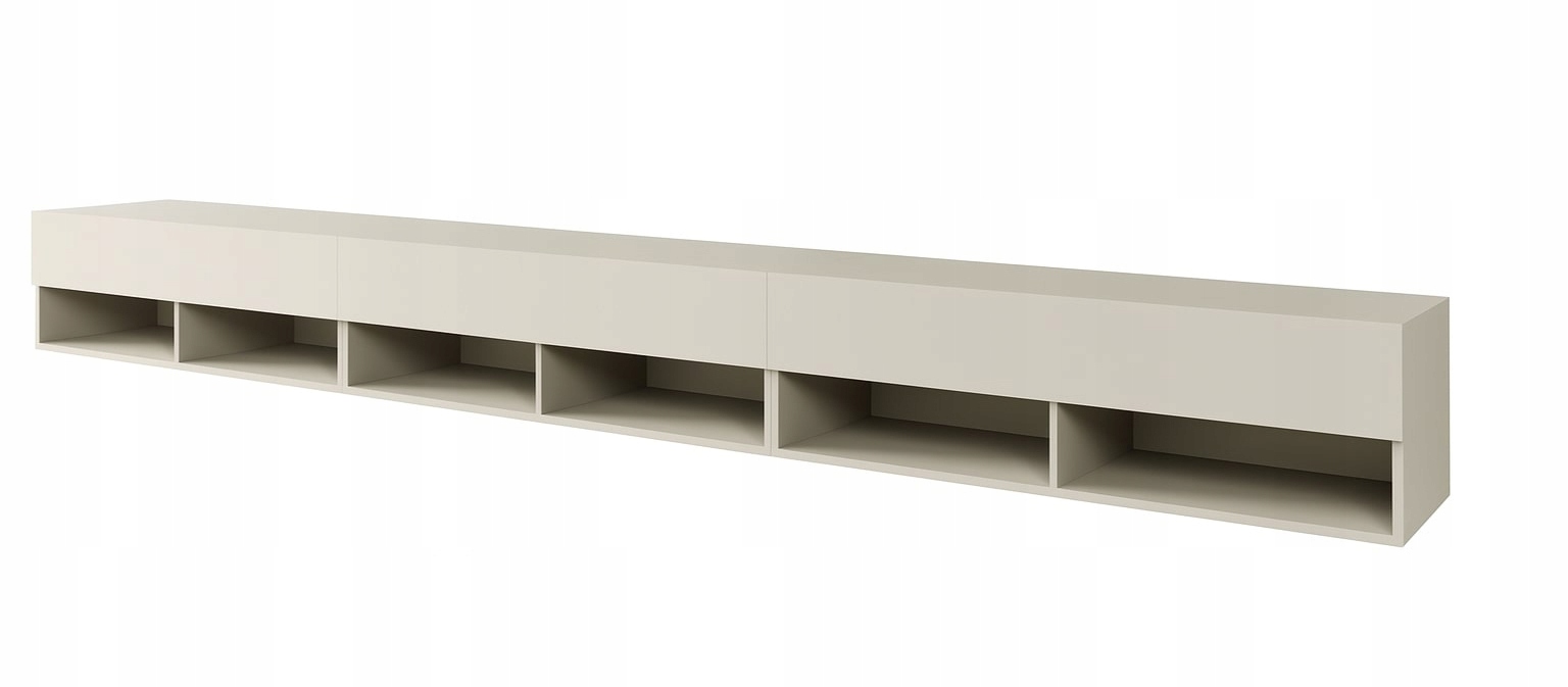 Rtv skříňka 300 cm moderní závěsná/stojící 3 klopy kašmír béžová s Led