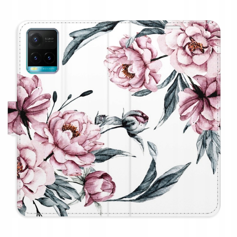 Etui z klapką iSaprio Pink Flowers do Vivo Y21 Y21s Y33s