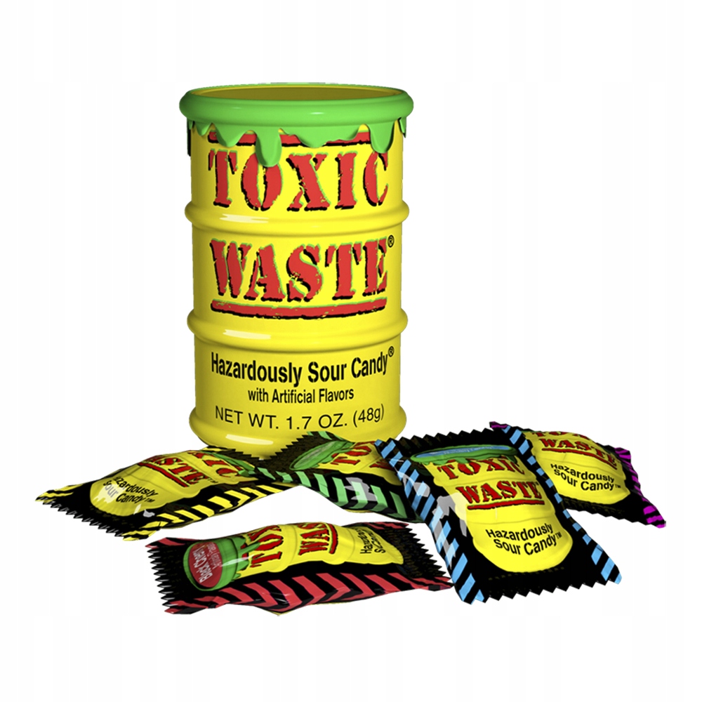Levně Toxic Waste Yellow Sour bonbóny s ovocnými příchutěmi 42 g Sada: 12 ks
