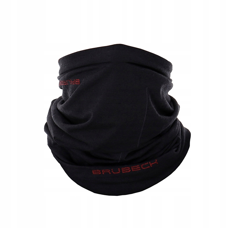 Brubeck czarny komin termoaktywny bandana wełna merino L/XL