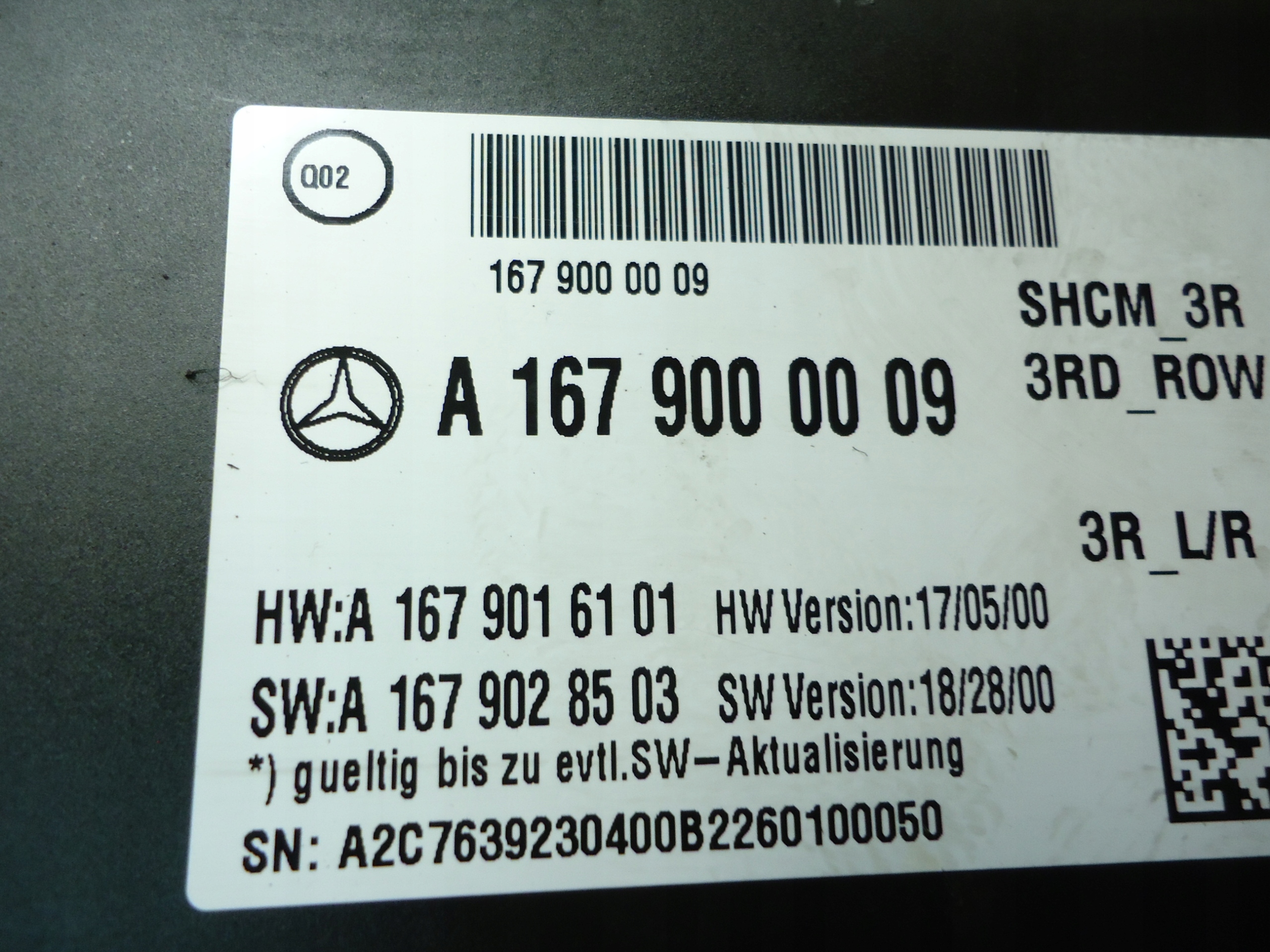 MERCEDES GLE GLS module control unit seat A1679000009