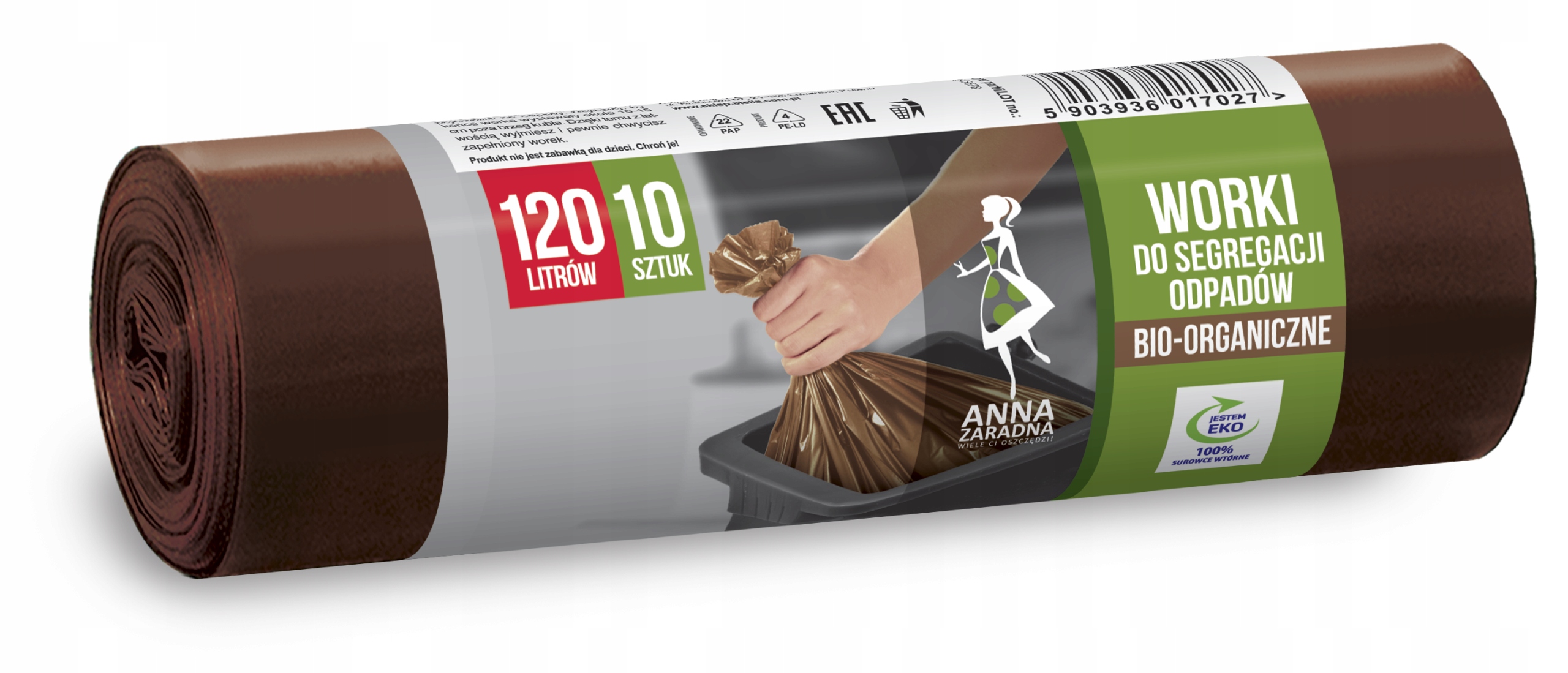 6X Anna Zaradna Pytle na odpadky pro třídění odpadu Bio 120 L 10 ks