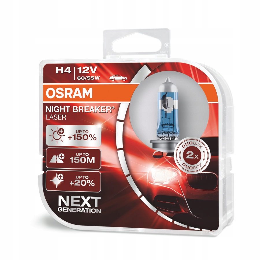 

Powystawowe Osram H4 Night Breaker Laser +150% H4