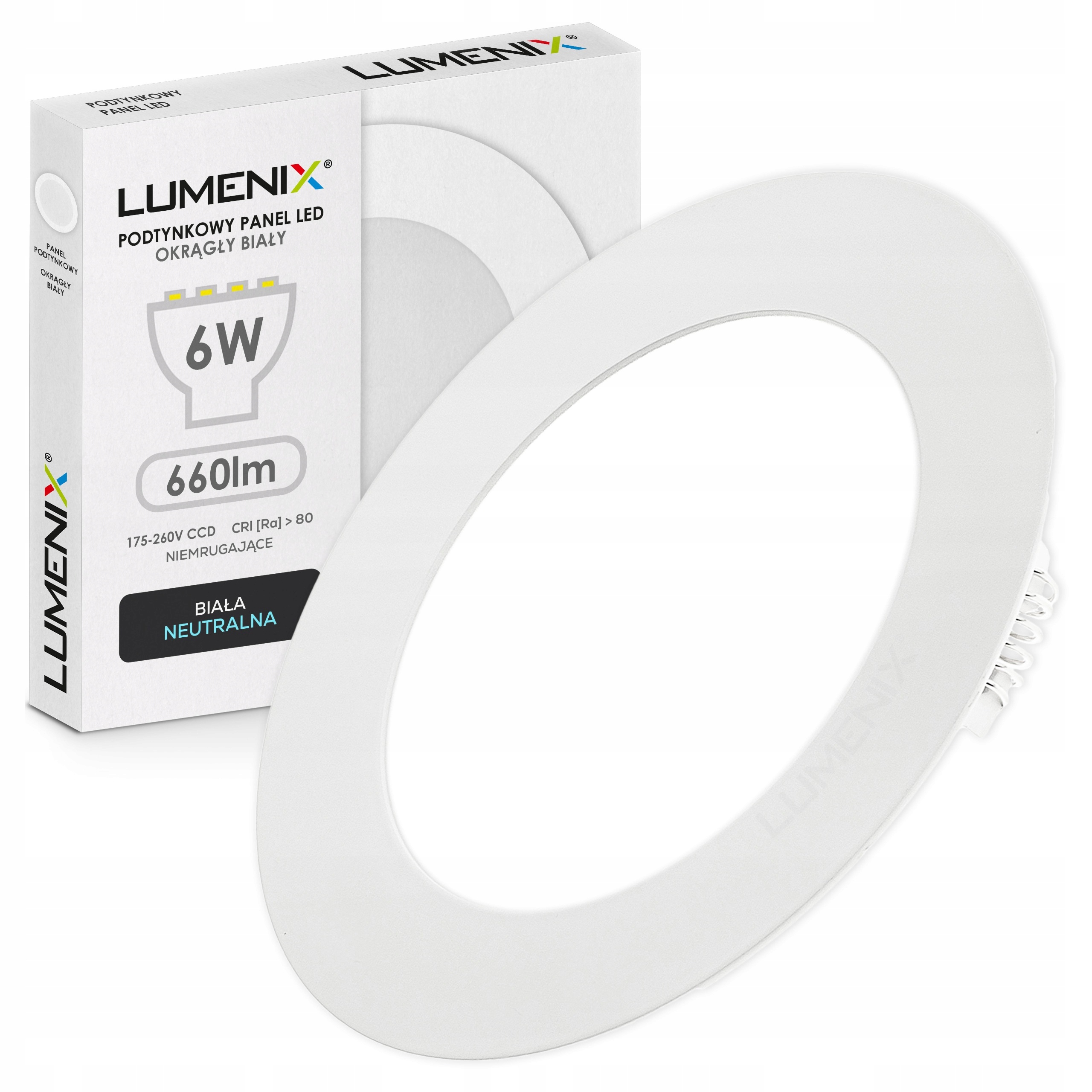 Panel Plafon Sufitowy LED Podtynkowy Okrągły 6W 660lm Neutralna CCD SLIM