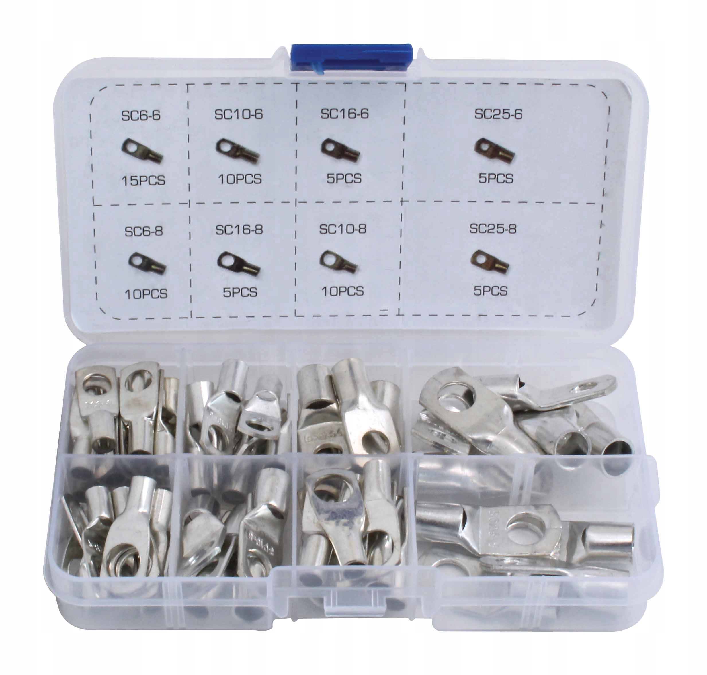 KONEKTORY KOŃCÓWKI KABLOWE RUROWE OCZKOWE 65 SZT.