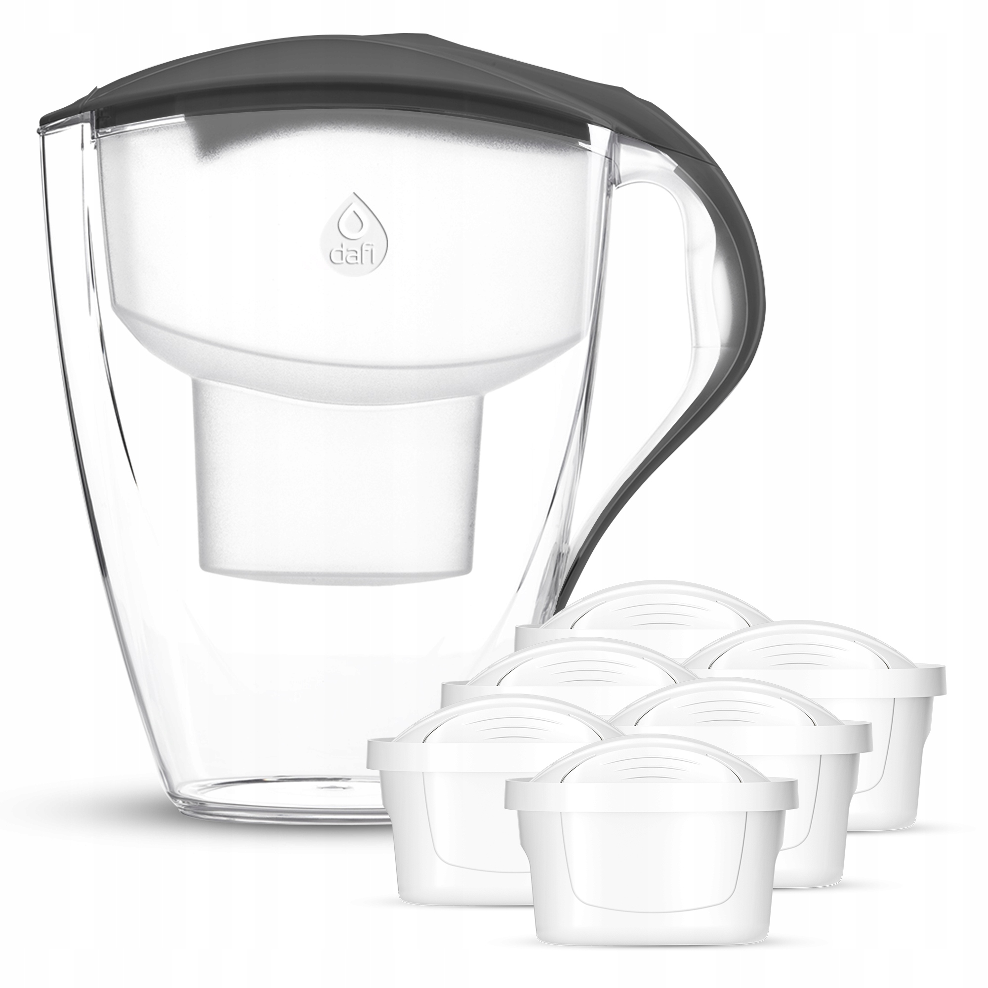 Zestaw dzbanek filtrujący Dafi Omega czarny 4 l manualny 6 wkładów Unimax