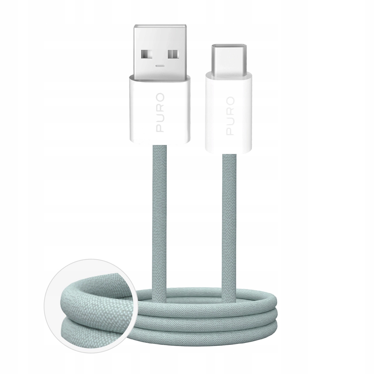 Kabel Puro Fabrik 2.0 10W Usb-a Usb-c Opletený 1,5 M Zelený