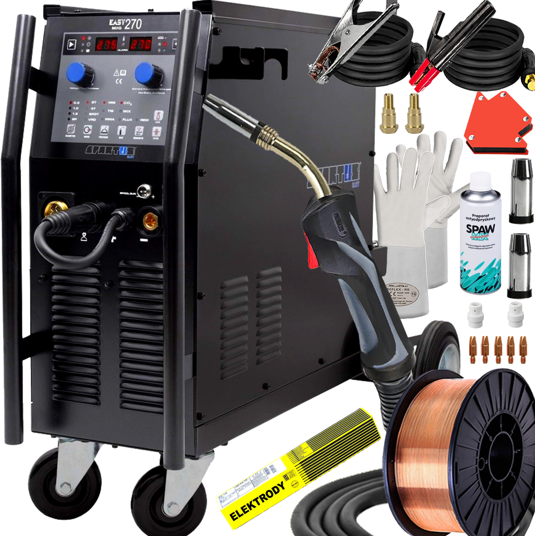 Invertorová Svářečka Migomat Poloautomat Spartus EasyMIG 270 Synergie 400V