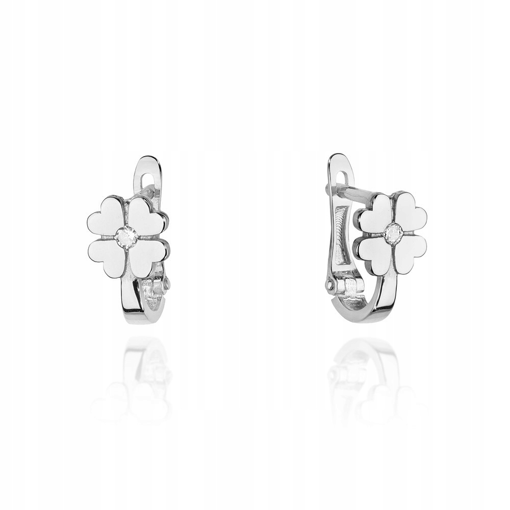 

Białe złoto kolczyki z brylantami Koniczynki 585