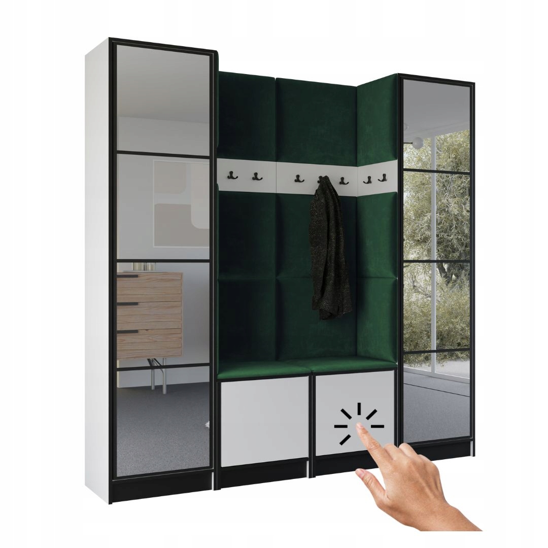 Šatní skříň Costa 18 bílá zelená tkanina Vzor 1