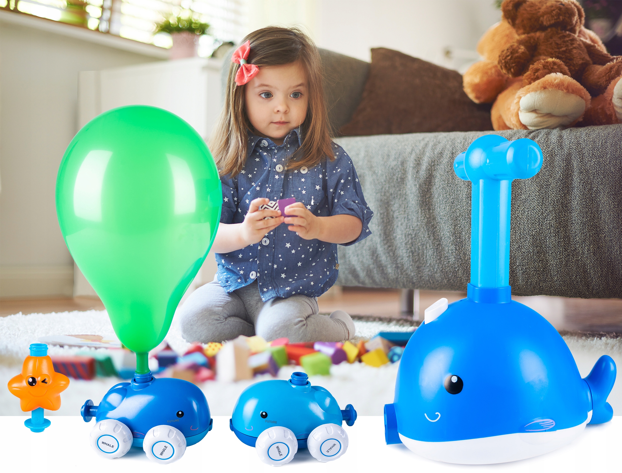 WYRZUTNIA SAMOCHODÓW RAKIET NAPĘD BALONOWY INTERAKTYWNA AUTO POMPKA PREZENT Marka inna