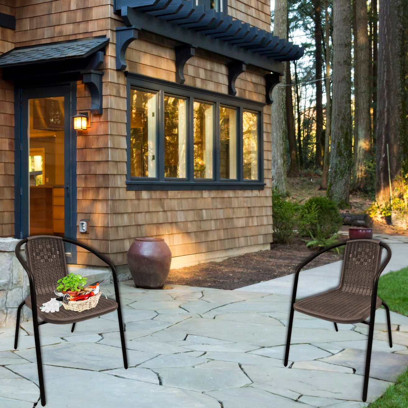 2x KRZESŁO TARASOWE FOTEL DO OGRODU TARASU ZESTAW MEBLE TECHNORATTAN OGRÓD Kolor brązowy