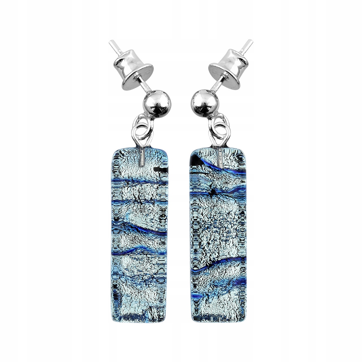 Dámské stříbrné Náušnice Harf sklo Murano