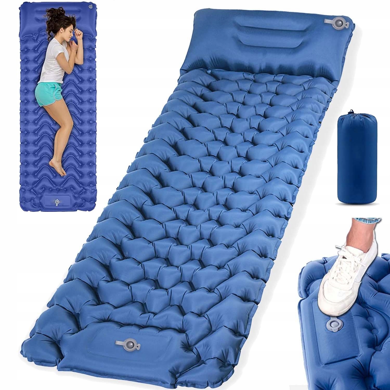 Materac Turystyczny Samopompujący Mata Campingowa Wbudowana Pompka Lekki