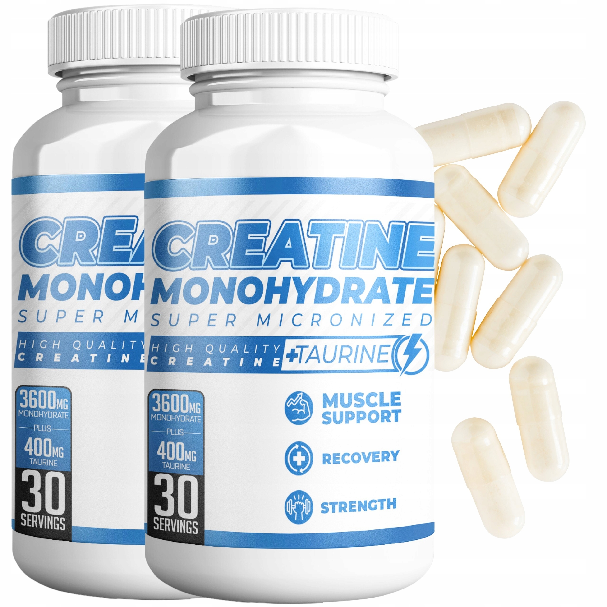 Kreatín Monohydrát Kapsuly Silný Taurín 60 dní creatine v tabletách