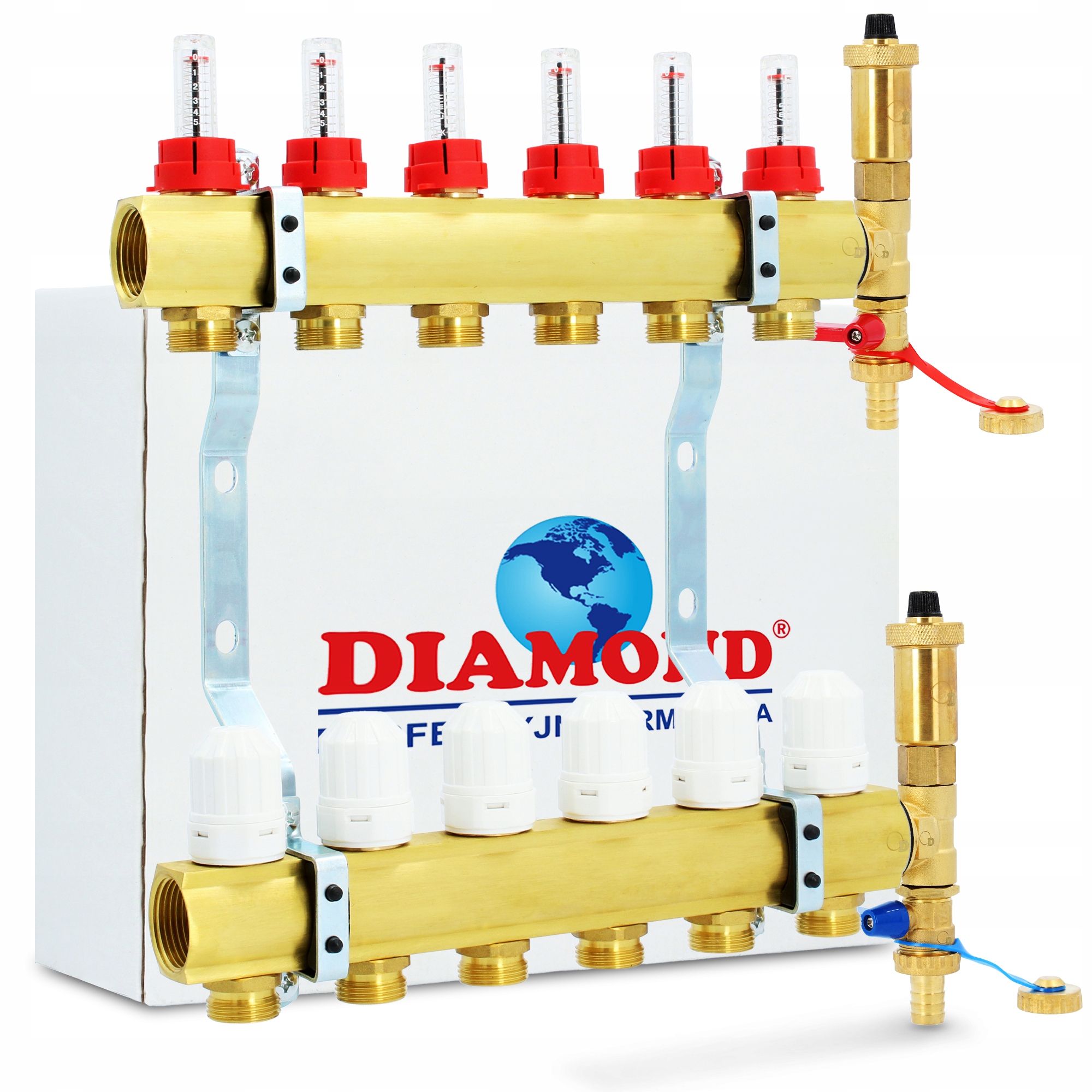 Rozdeľovač Podlahovky Podlahového Ohrievania 6 Obvodov Voda Odvzdušňovač 4F-P