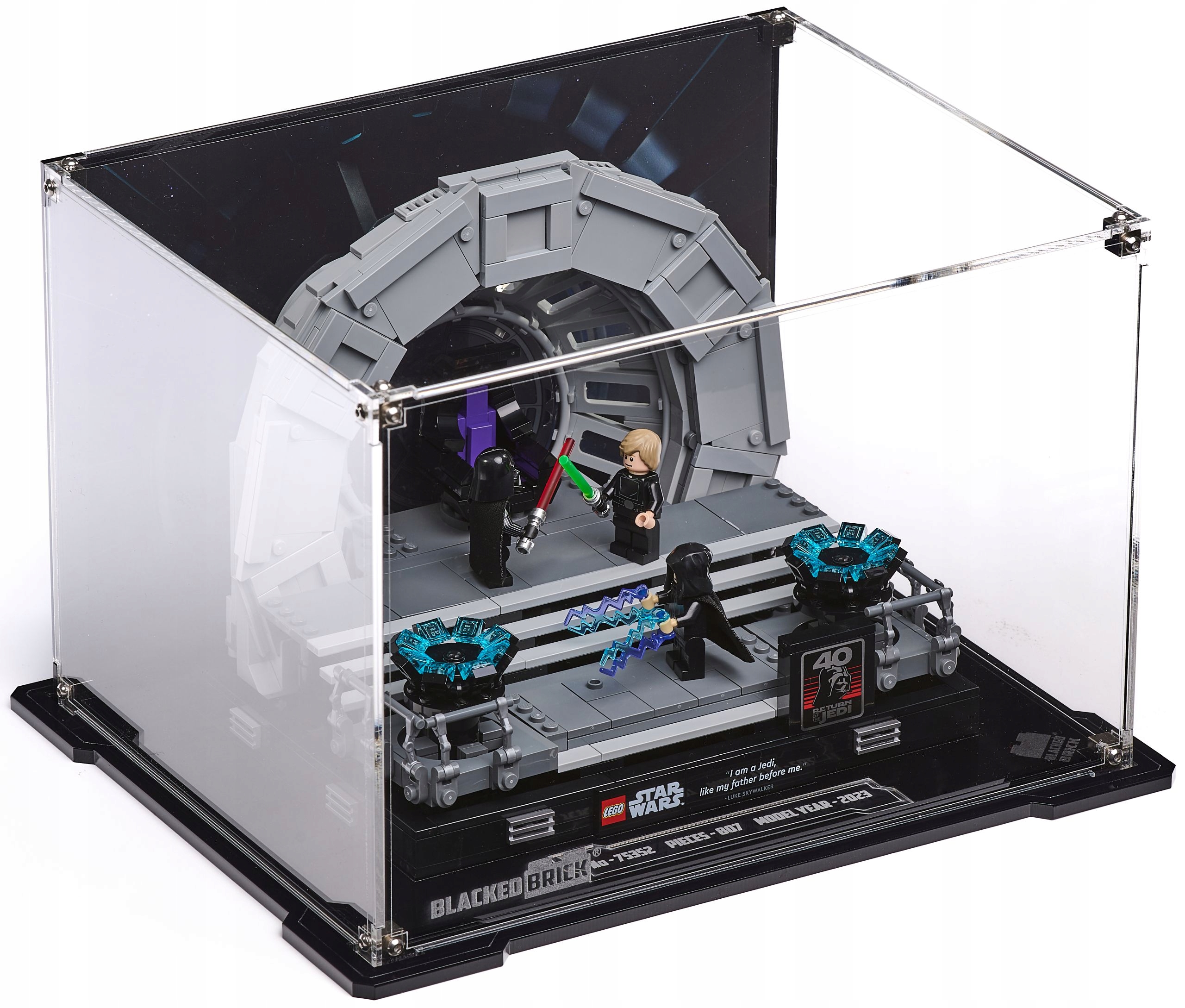 Vitrína s pozadím Blacked Brick pre Lego Star Wars 75352 Diorama Trónna sála