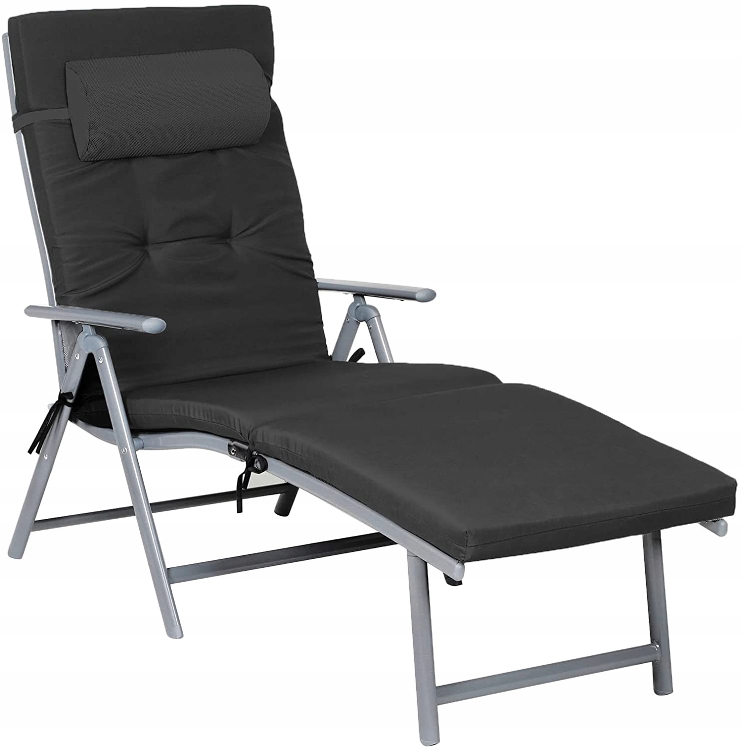 

Leżak Leżanka Ogrodowa Zagłówek Materac Czarna