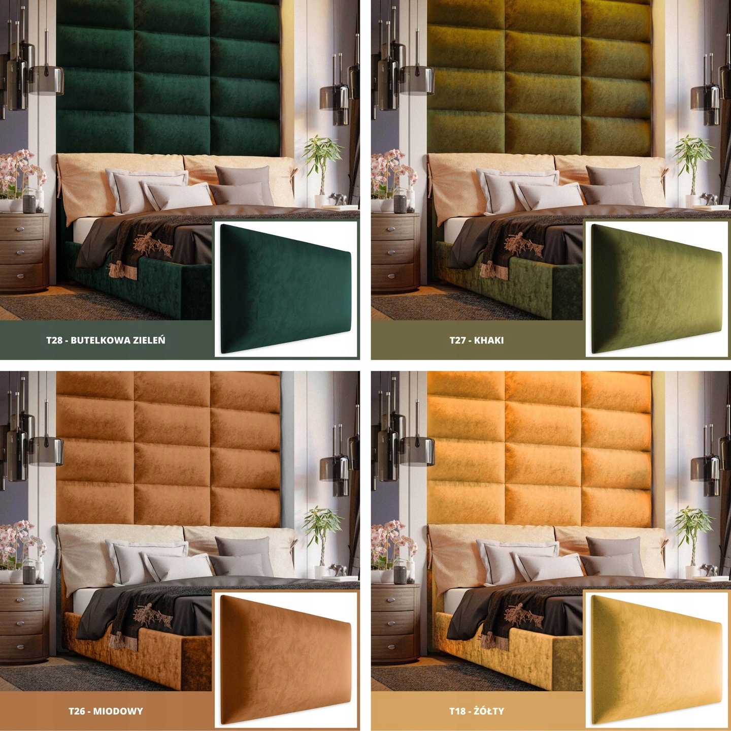 PANELE TAPICEROWANE NA ŚCIANĘ 40x30 ZAGŁÓWEK WELUR EAN (GTIN) 5905098407722