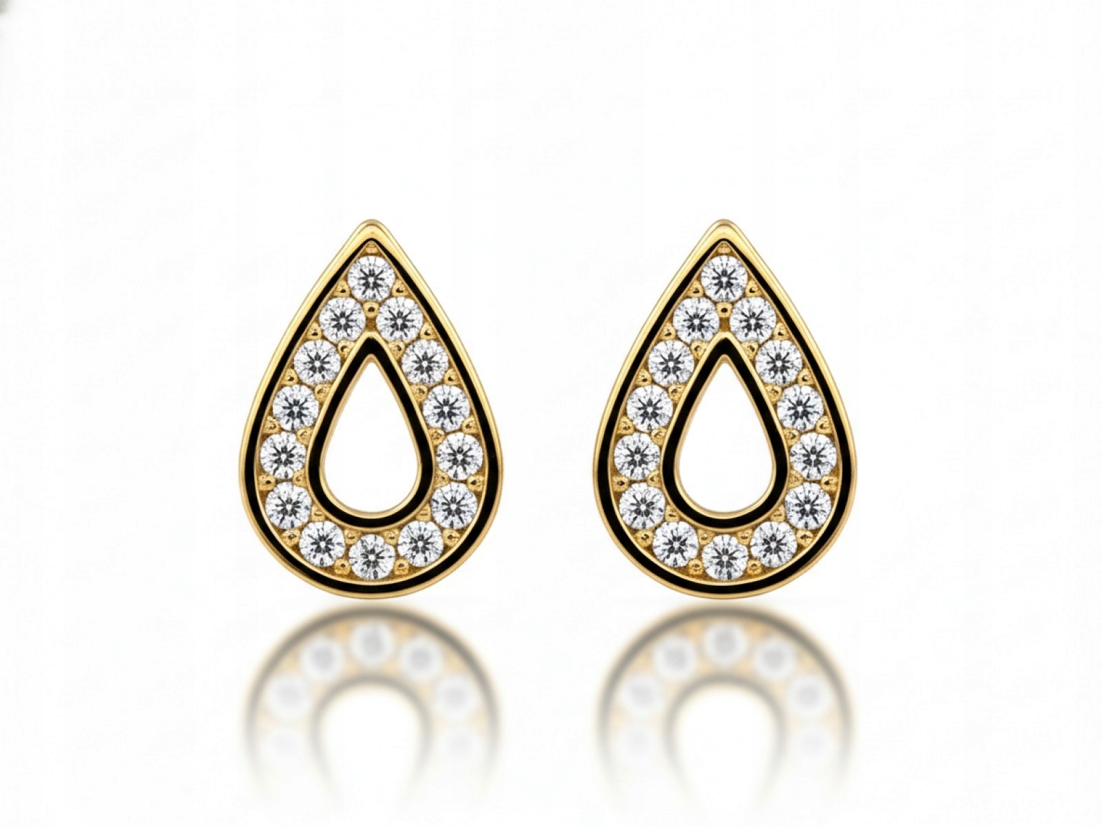 Náušnice Ze Zlata 585 tyčinky s bílými zirkony jemné kapky