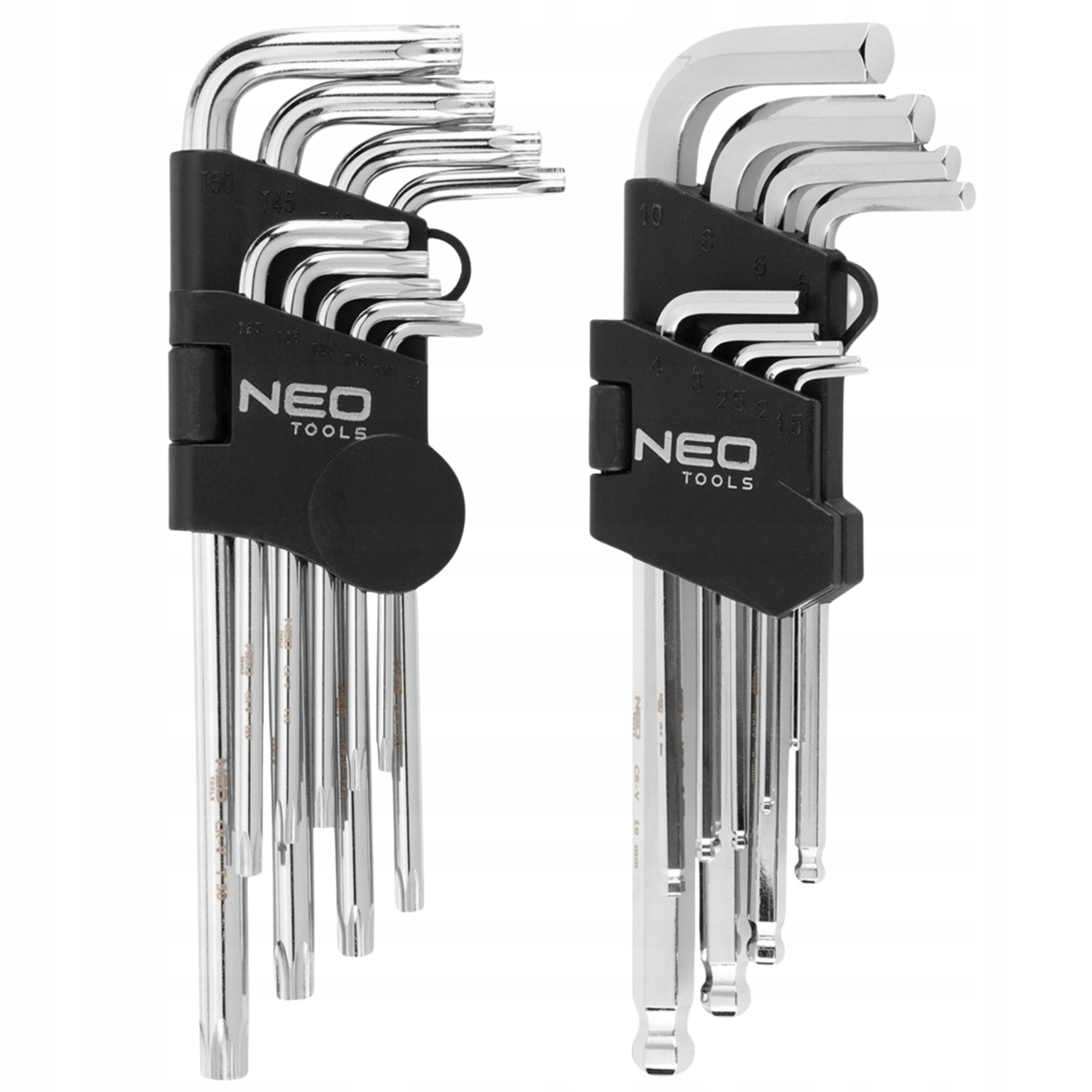 Neo Klucze Imbusy 18 szt. Sześciokątnę Z Kulką 9 szt. Torx 9 szt. Długie