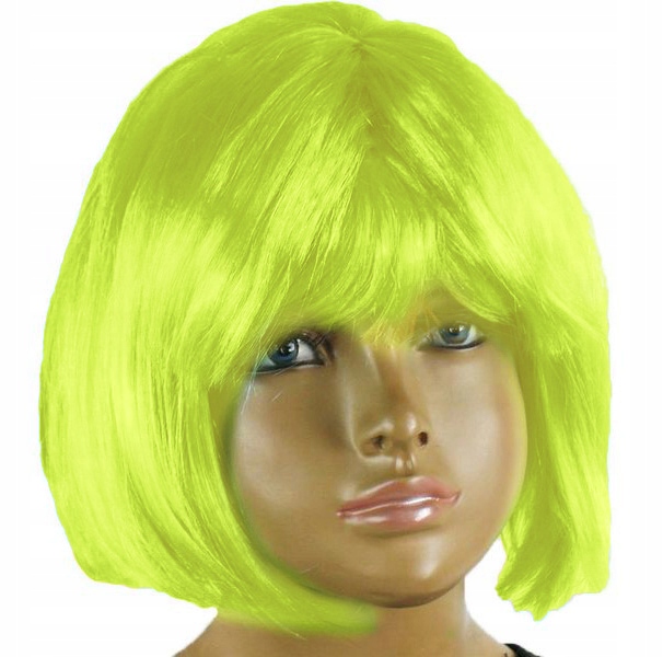 PERUKA ZIELONA NEON PÓŁDŁUGIE PROSTE WŁOSY