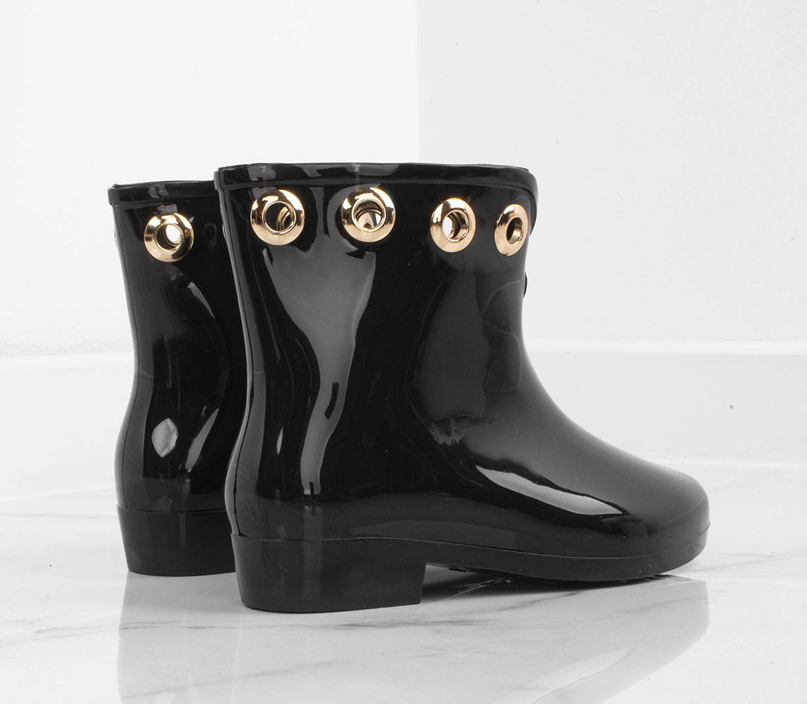 5836 CZARNE KRÓTKIE KALOSZE BOTKI BŁYSZCZĄCE 37 Rozmiar 37