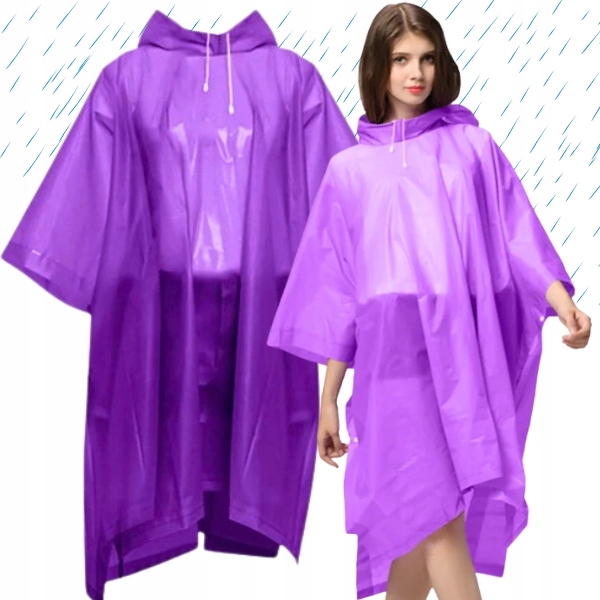 Fioletowe Wodoodporne Poncho Przeciwdeszczowe Unisex Na Motocykl W Podróż