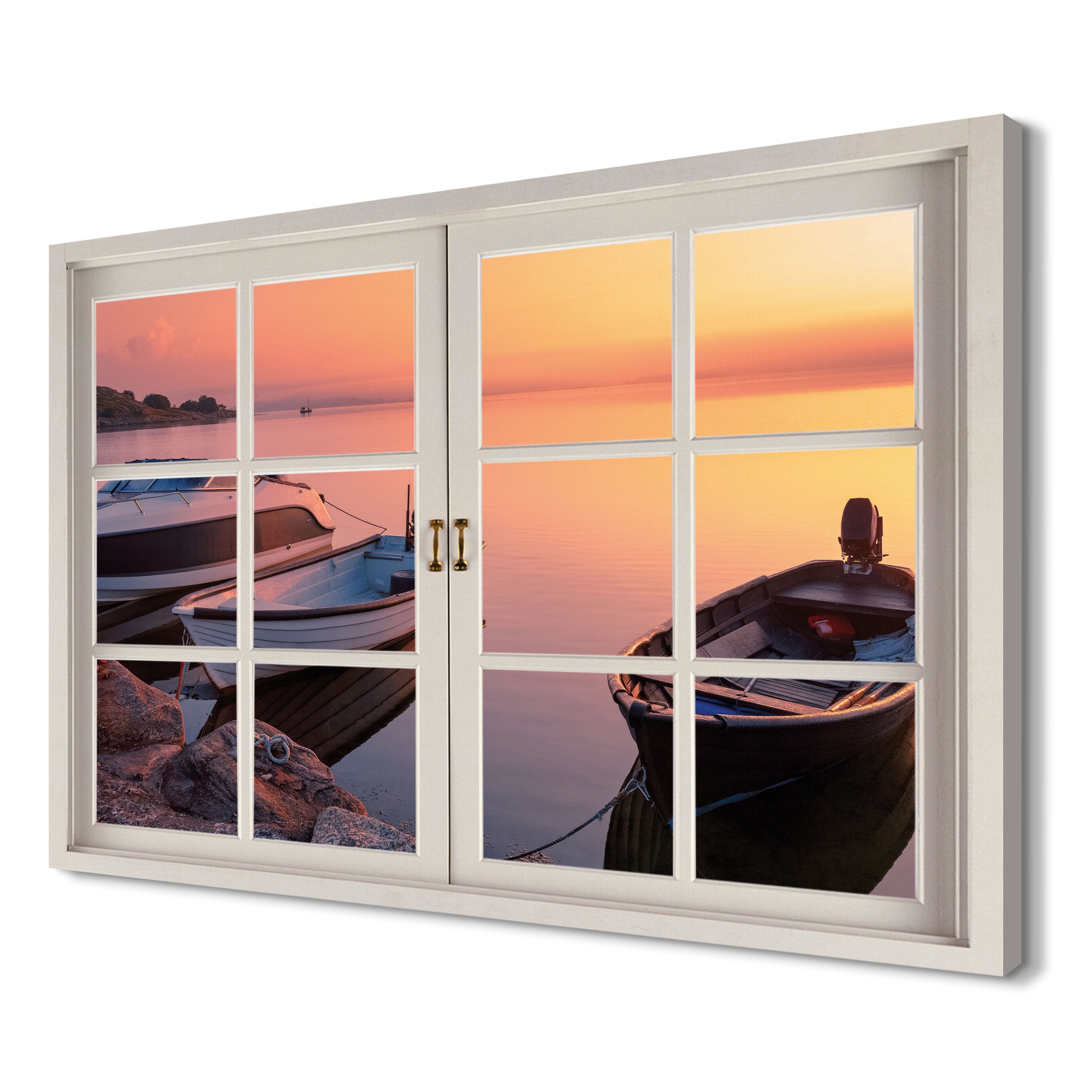 

Łodzie Wschód Słońca 120x80 Obraz okno canvas 3d