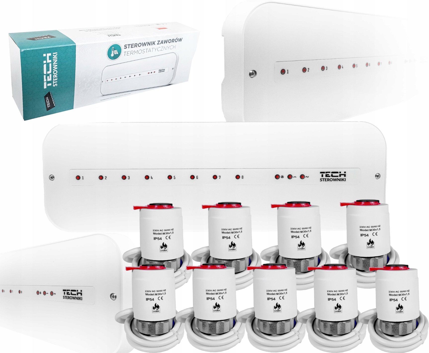 Řídící Lišta L-5-S Slim 9 Termoelektrických Pohonů M30NC 230V Damix