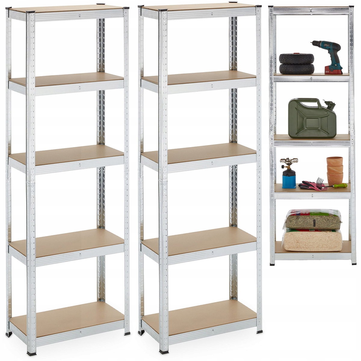 2x Kovový Skladový Garážový Dílenský Regál 180x40x40 cm Úzký 500 kg