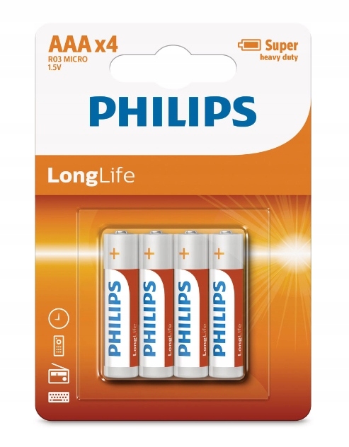 

Bateria Philips Long Life R03 4 sztuki na blistrze