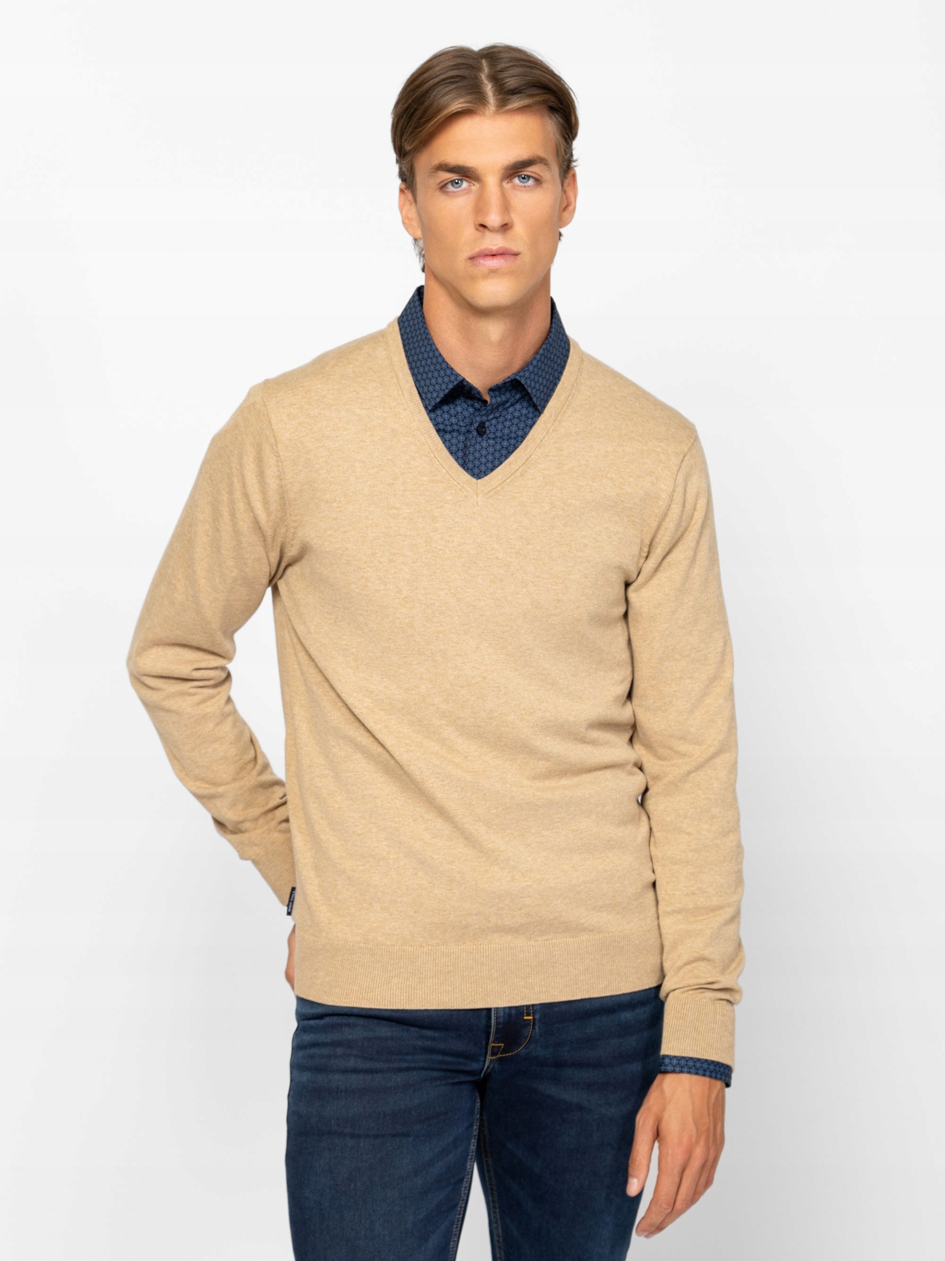 Heavy Tools Pánský Klasický Svetr Hidro Taupe Béžový M