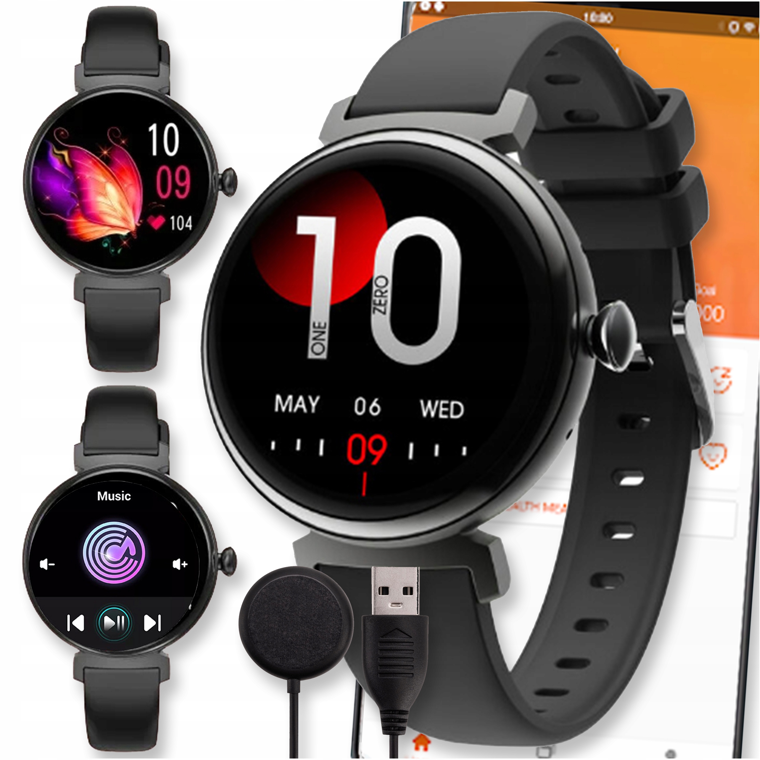 Smartwatch Hodinky Watch Čierny Amoled Pro Rozhovory Športové Menu Pl Dámske