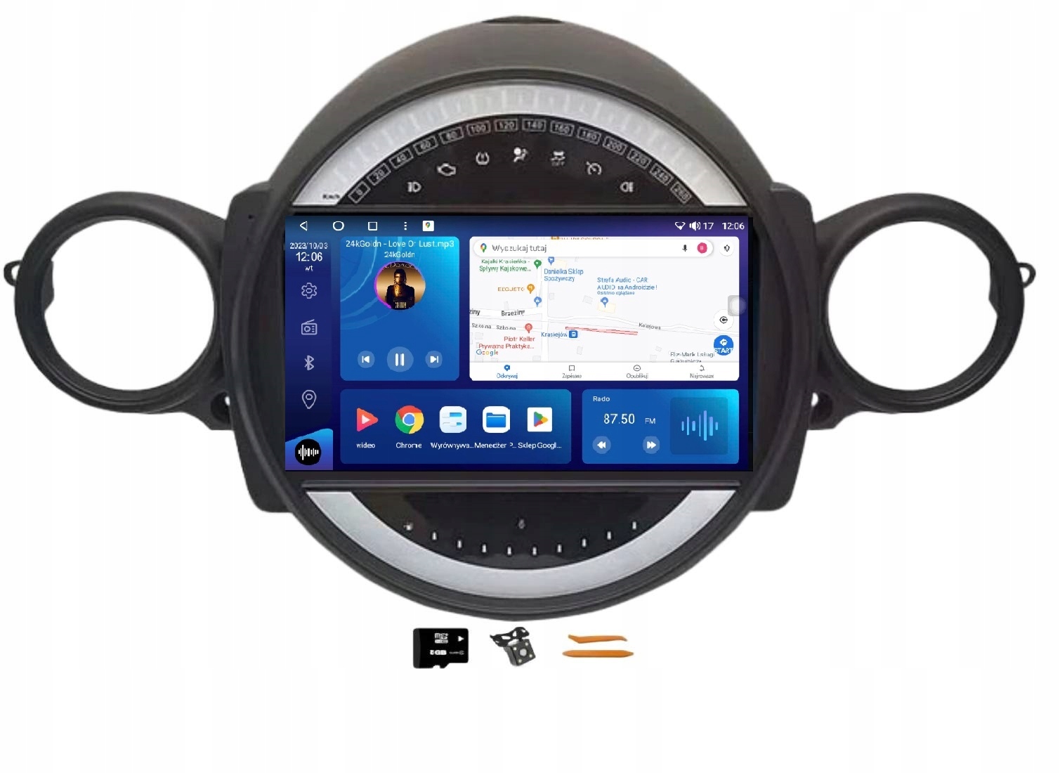 Rádio Android Gps Lte Qled Carplay Dsp 128GB Mini R55 R56 Cooper 08-13