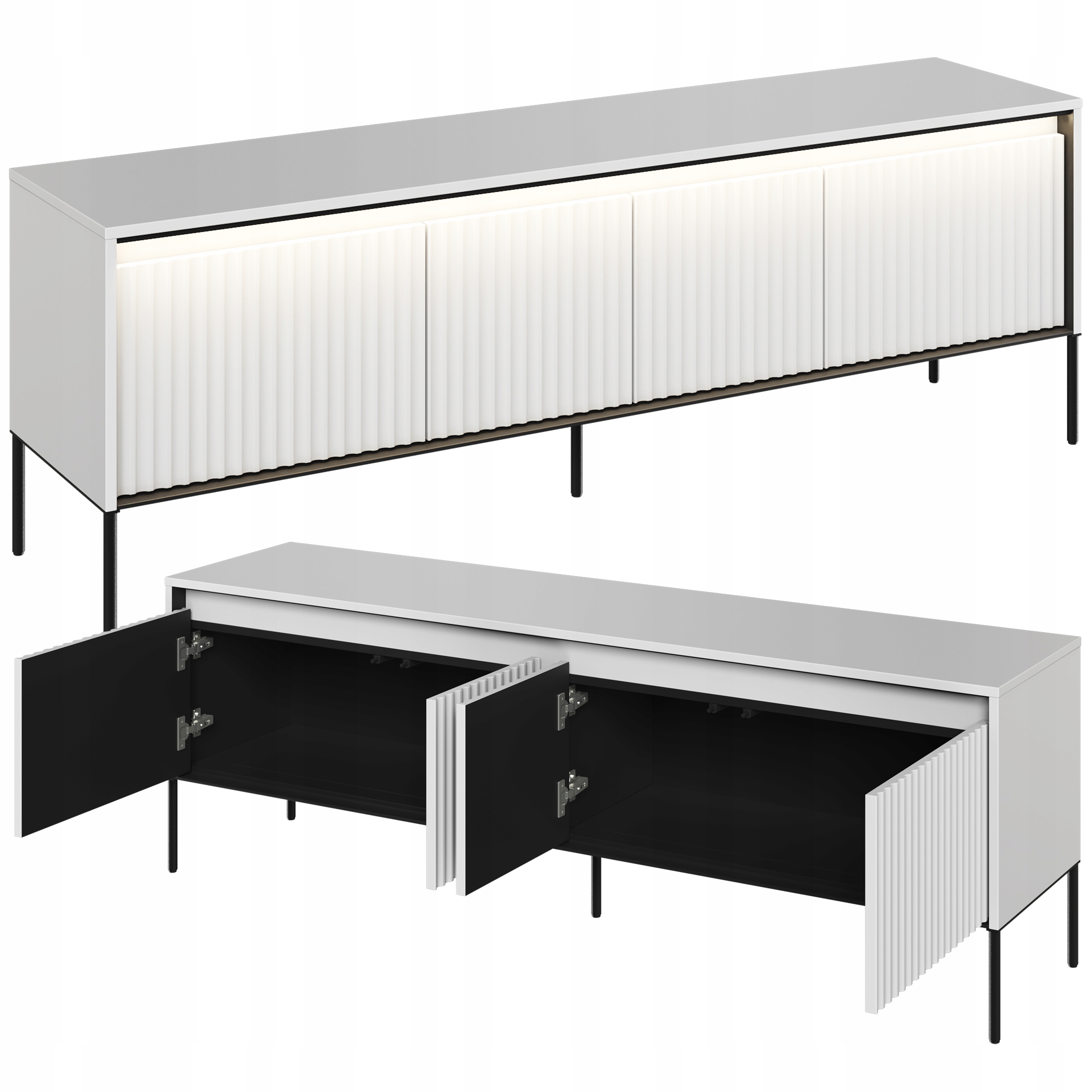 SZAFKA RTV ryflowana komoda stolik pod telewizor LED biały TR-05