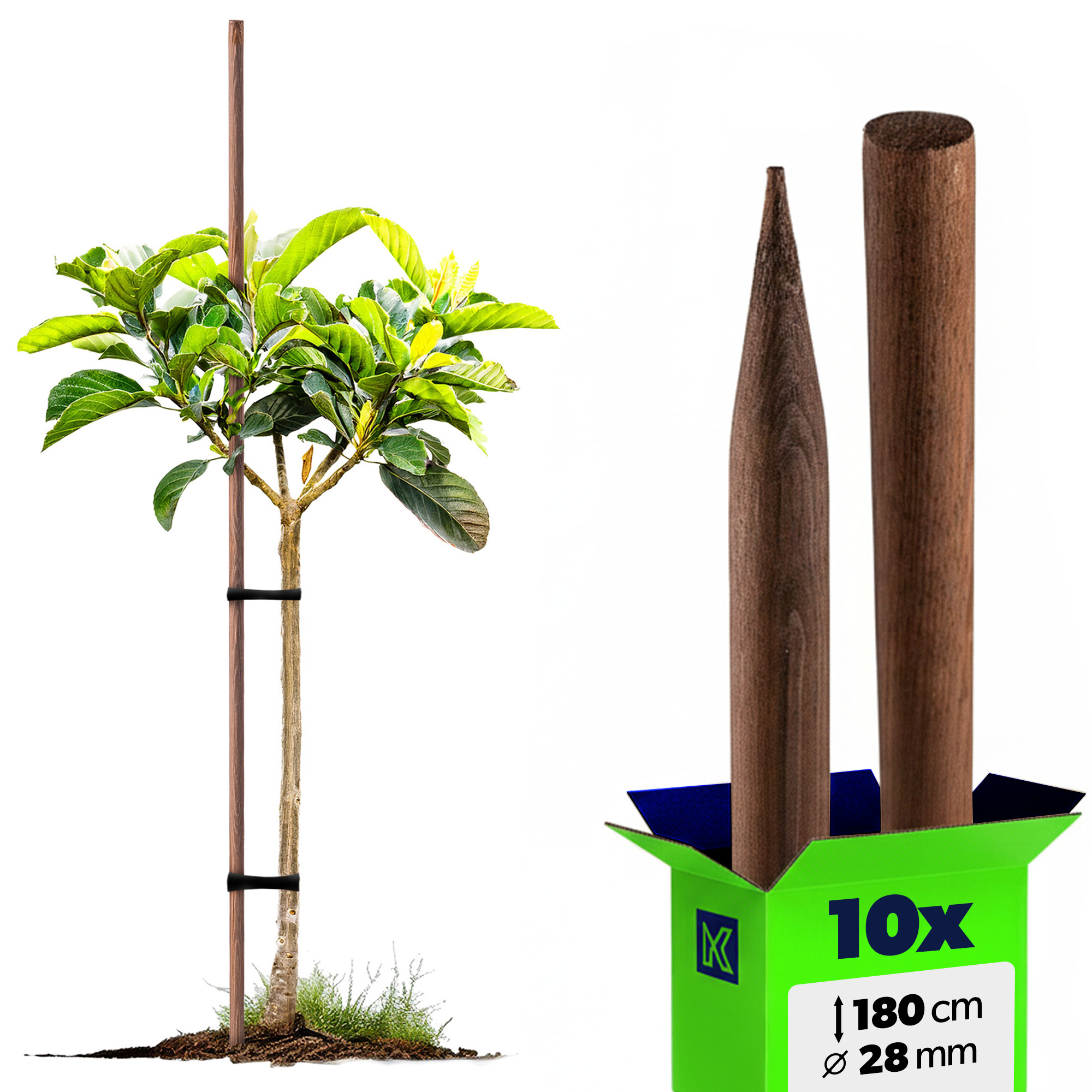 10 x Dřevěné Palice Na Rajčata 180 cm Impregnovaná Podpěra 28 mm