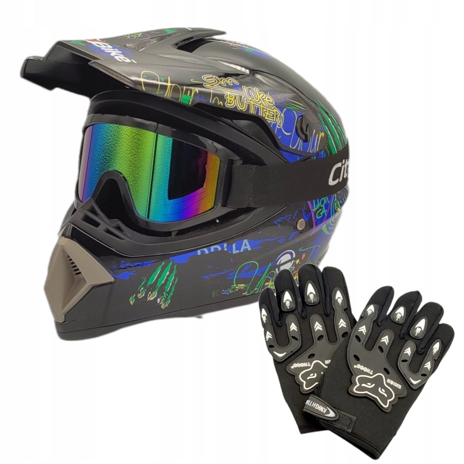 

Kask Crossowy Enduro Monster Rękawice Gogle