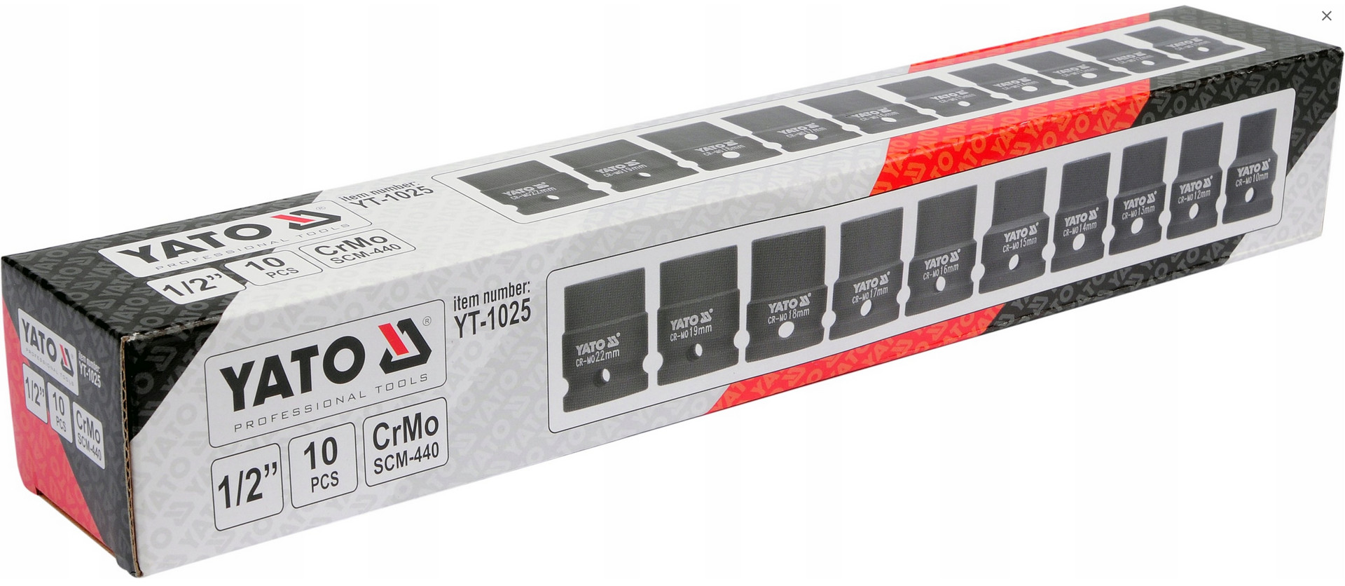 YATO NASADKI KLUCZE UDAROWE NASADOWE AS-DRIVE 1/2" ZESTAW 10szt. Marka Yato