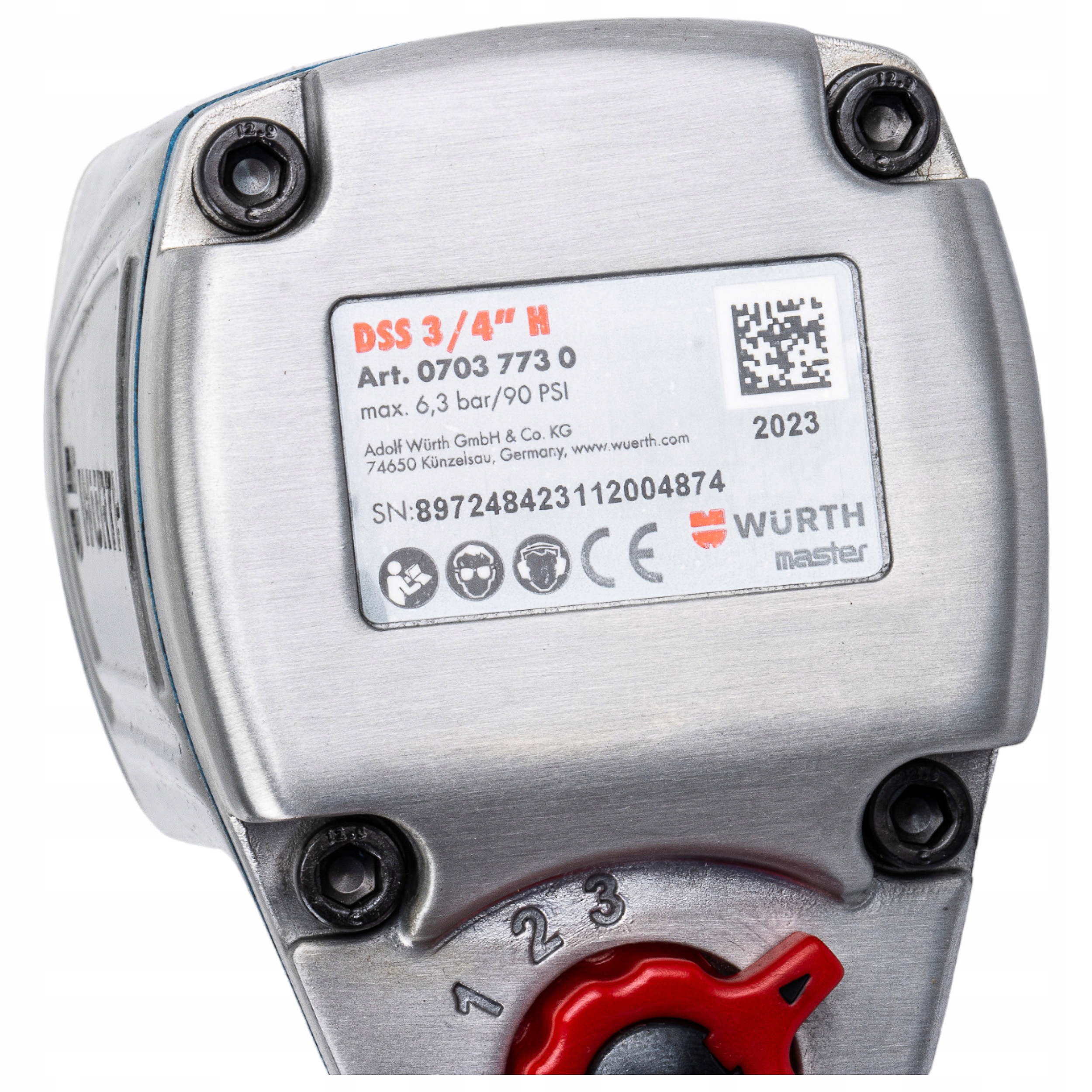 Klucz udarowy Wurth Master DSS 3/4" Ciśnienie robocze 6.3 bar