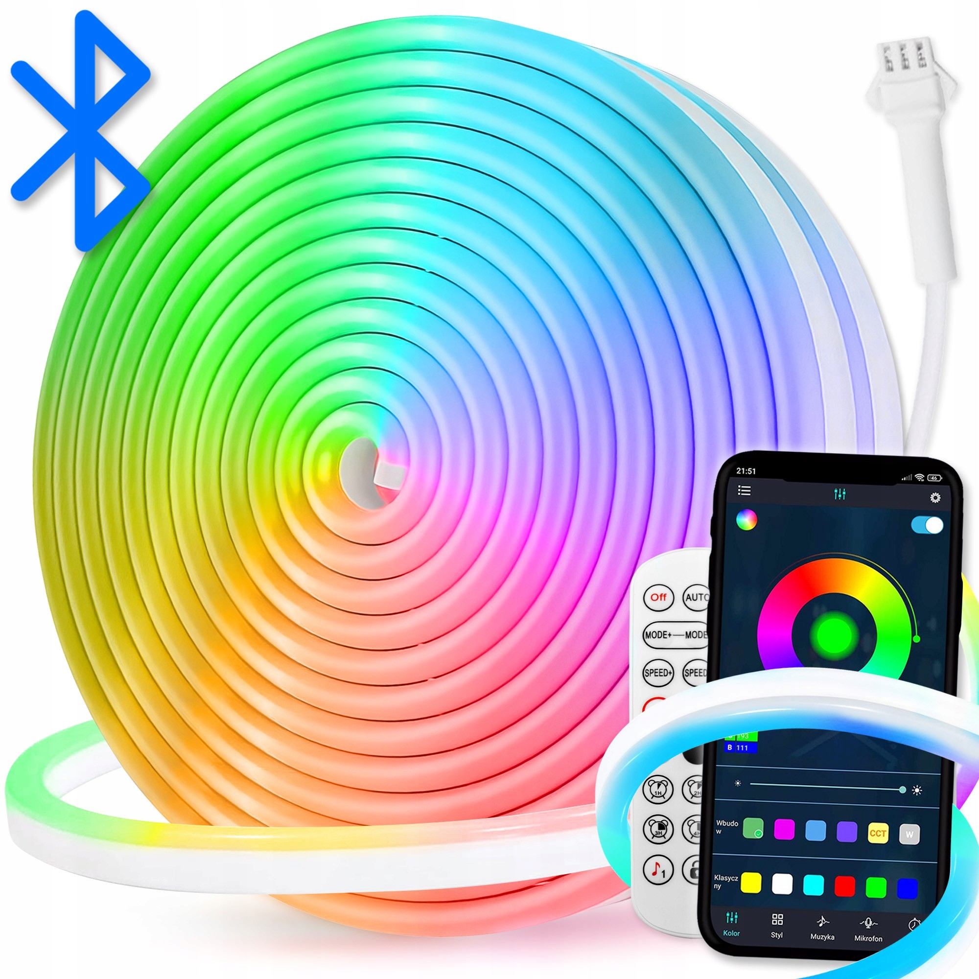 Neon Led pásek Rgb WiFi 10 m 24 V Vodotěsné Dálkový Ovladač Aplikace Smart Home