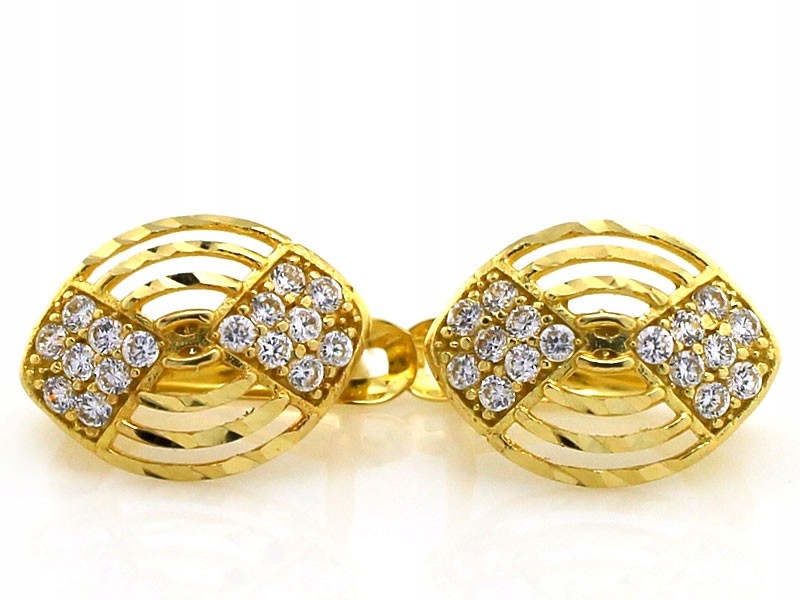 Náušnice zlaté 585 s zirkony 2.20 g na anglickém zapínání jako dárek
