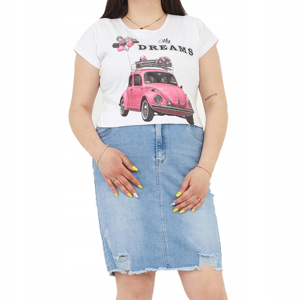 

01CDB White Biała Bluzka Damska Plus Size 4XL-48