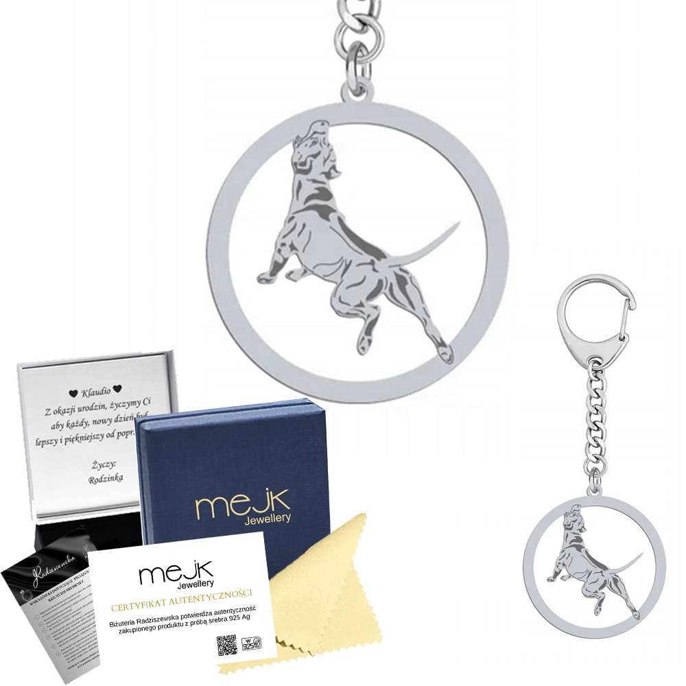 Přívěsek Na Klíče na klíče Pitbull Stříbro 925 Dárek Žena Gravírování Bonus