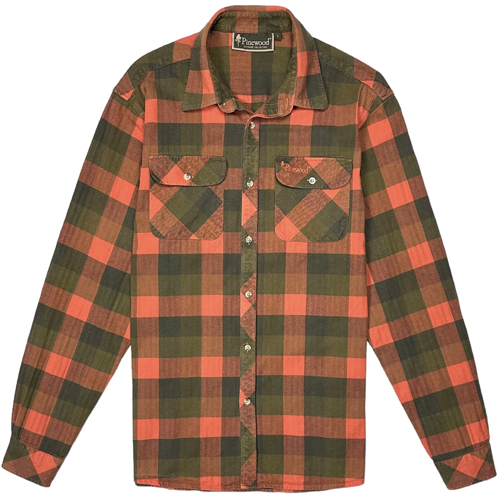 PINEWOOD Koszula Flanelowa Męska w Kratke Myśliwska Trekkingowa Logo r. L