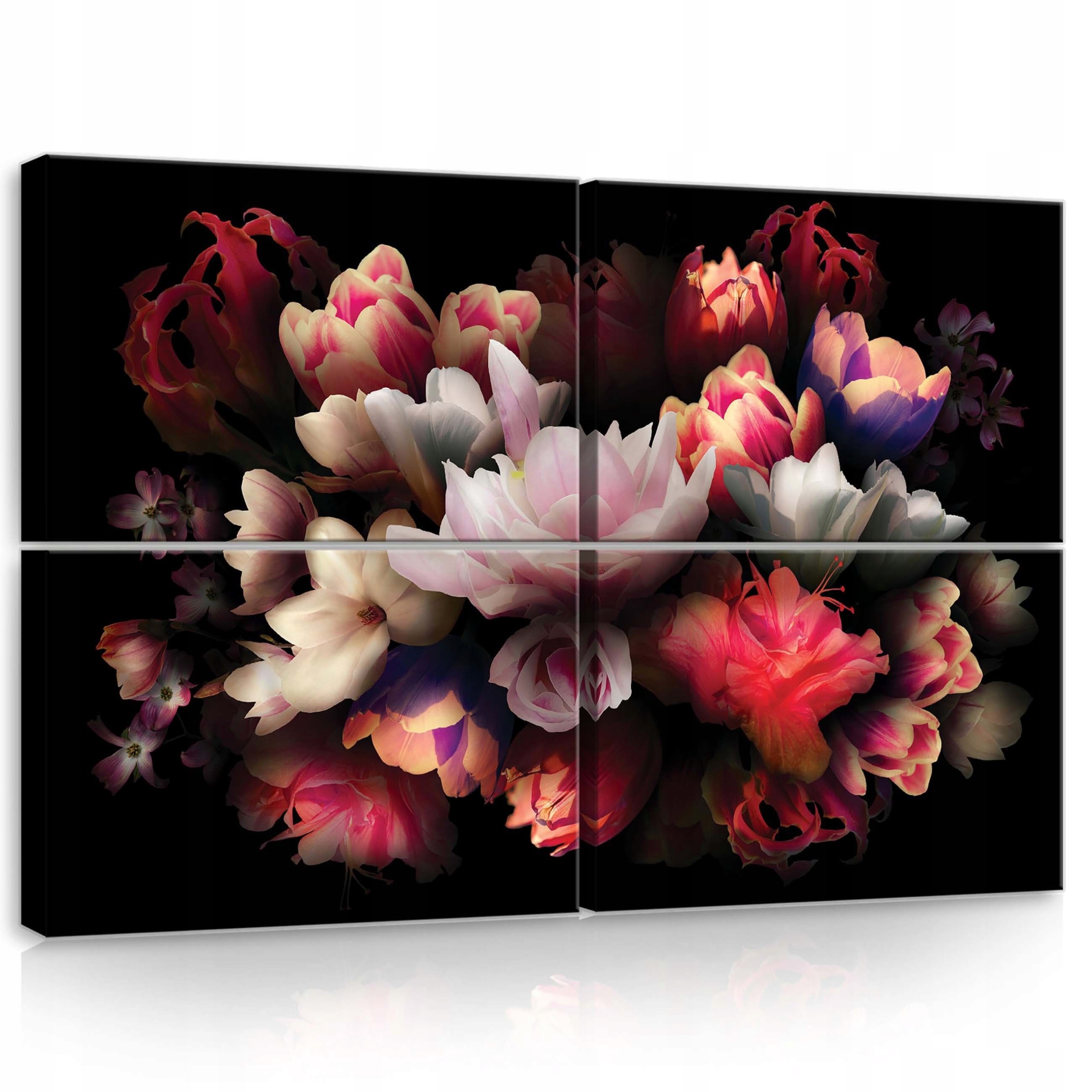 Obraz 120x80 Kvety na čiernom pozadí tmavá flóra tulipány kytica